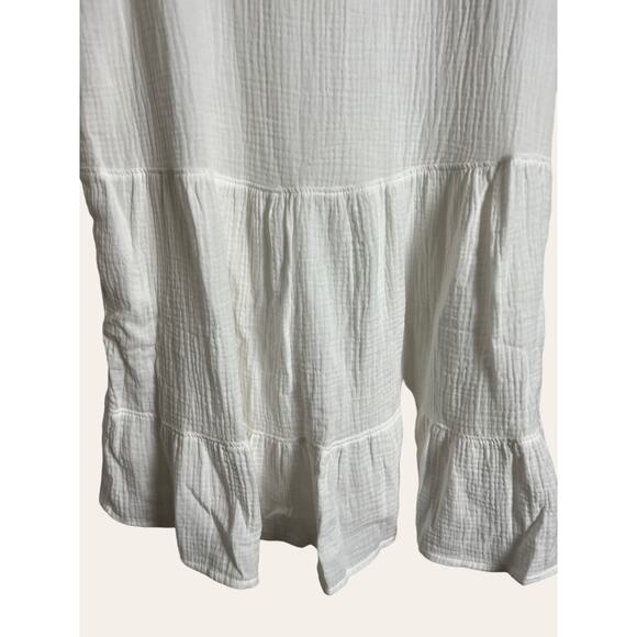 J Valdi White Cotton Gauze Tiered Swimsuit Beach Coverup Tunic Mini Dress Size L - Picture 6 of 6
